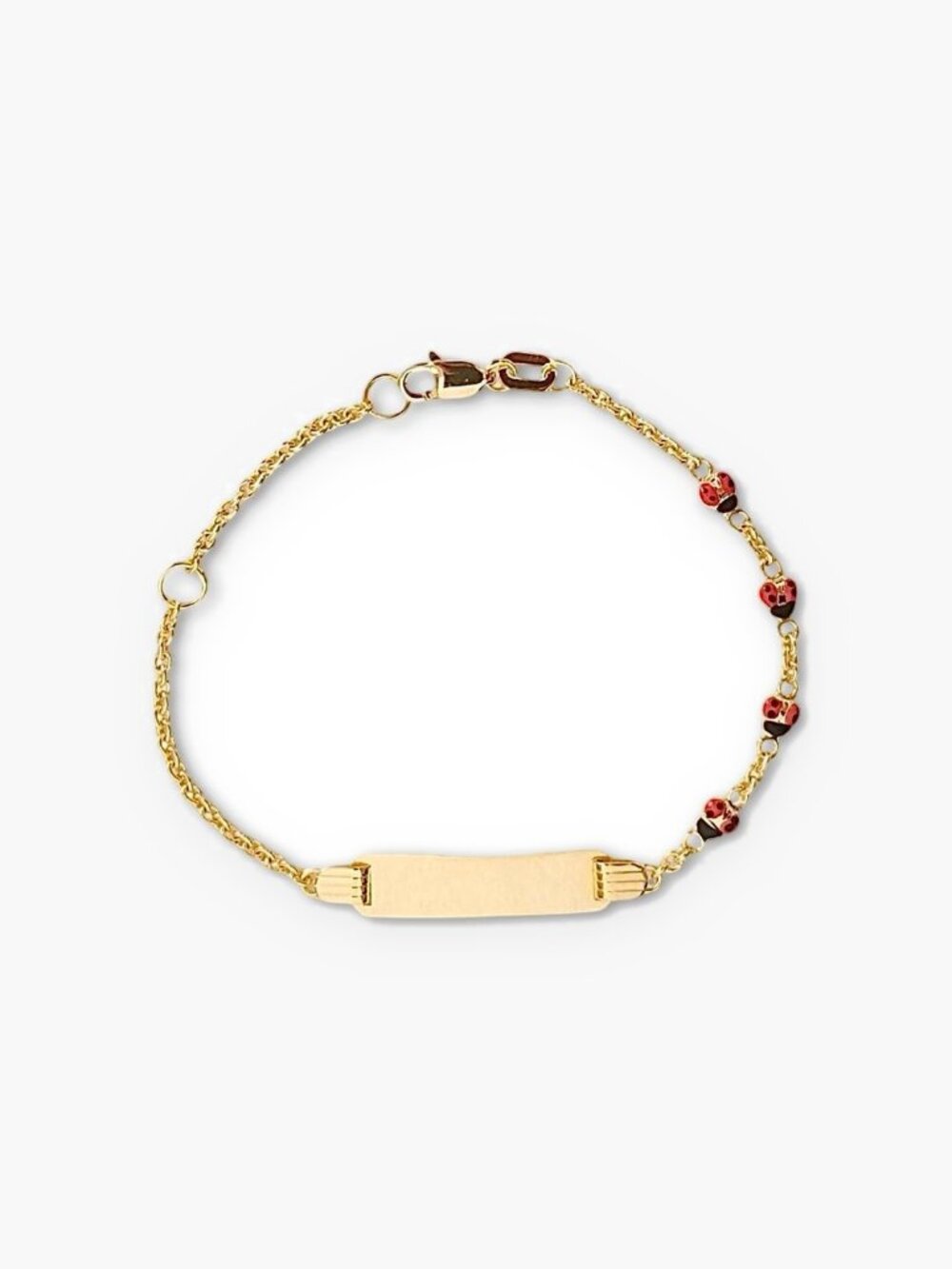 14k Solid Gold Baby ID Ladybug Bracelet Engravable By Tehrani Jewelry